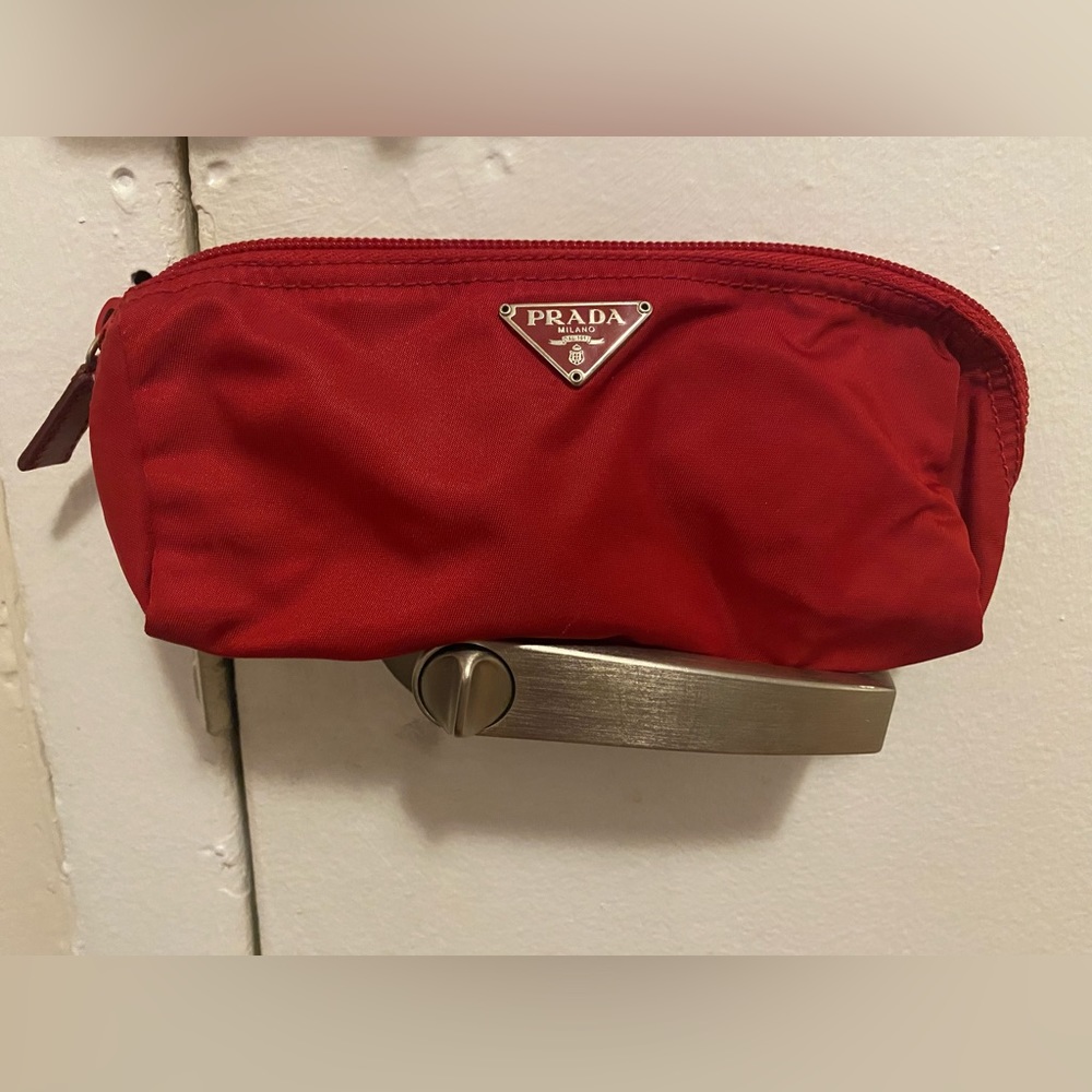 Red Nylon Accessory Pouch